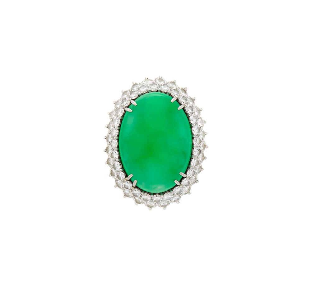 Platinum, Jade and Diamond Ring (1 of 4)