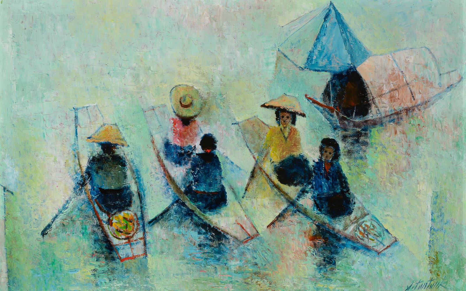 Sawasdi Tantisuk Thai, 1925-2009 Floating Market (1 of 4)