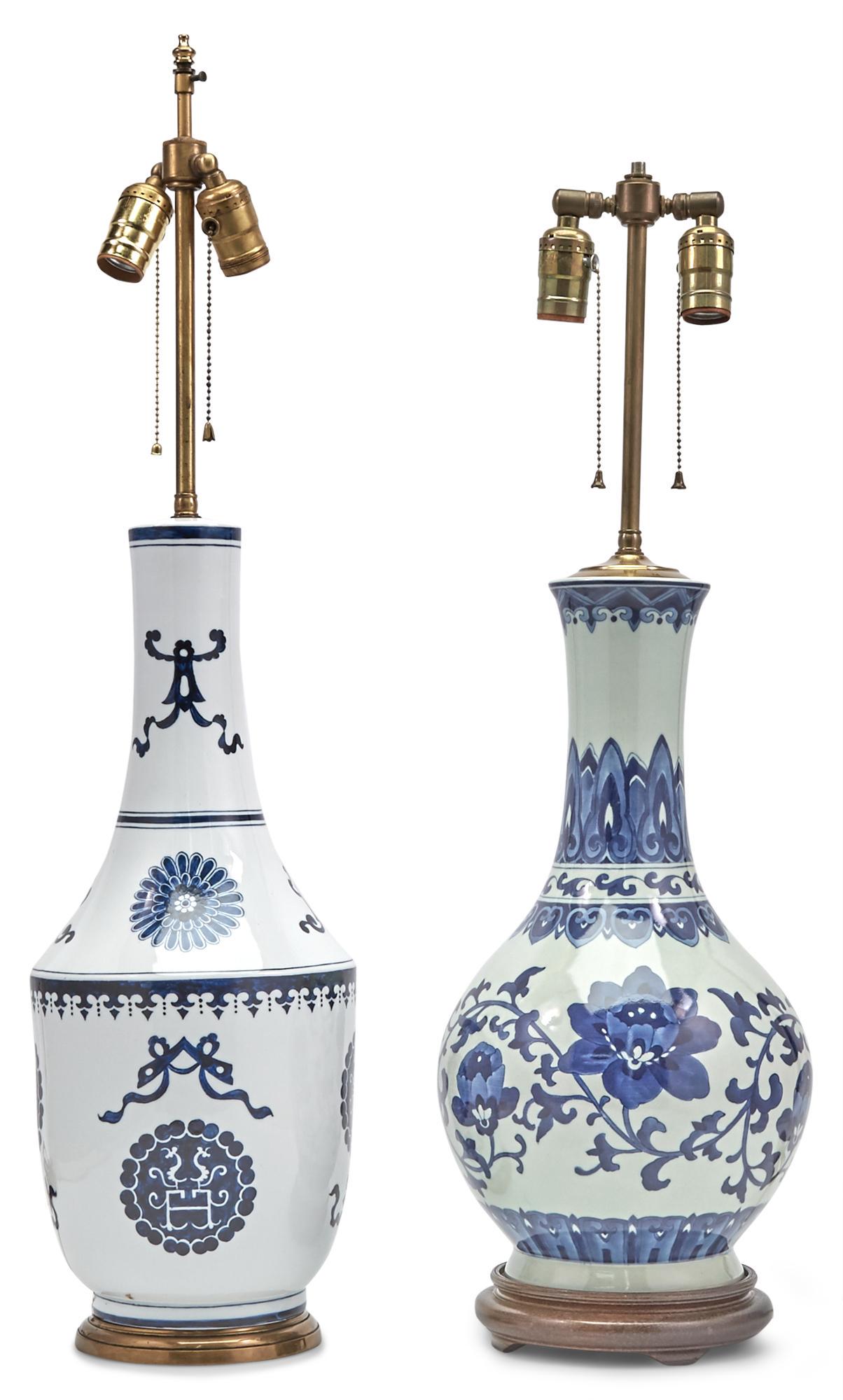 Two Chinese Blue and White Porcelain Vases Mounted as (1 of 3)