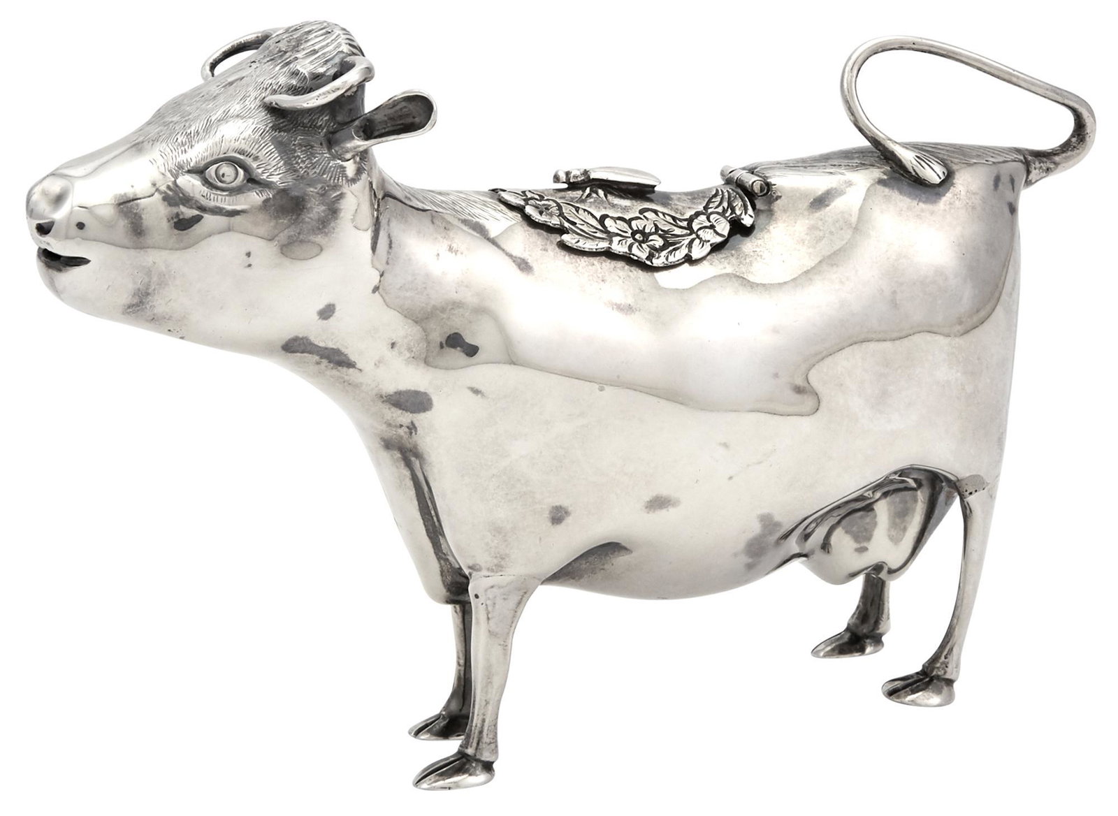 Elizabeth II Novelty Sterling Silver Cow Creamer (1 of 3)