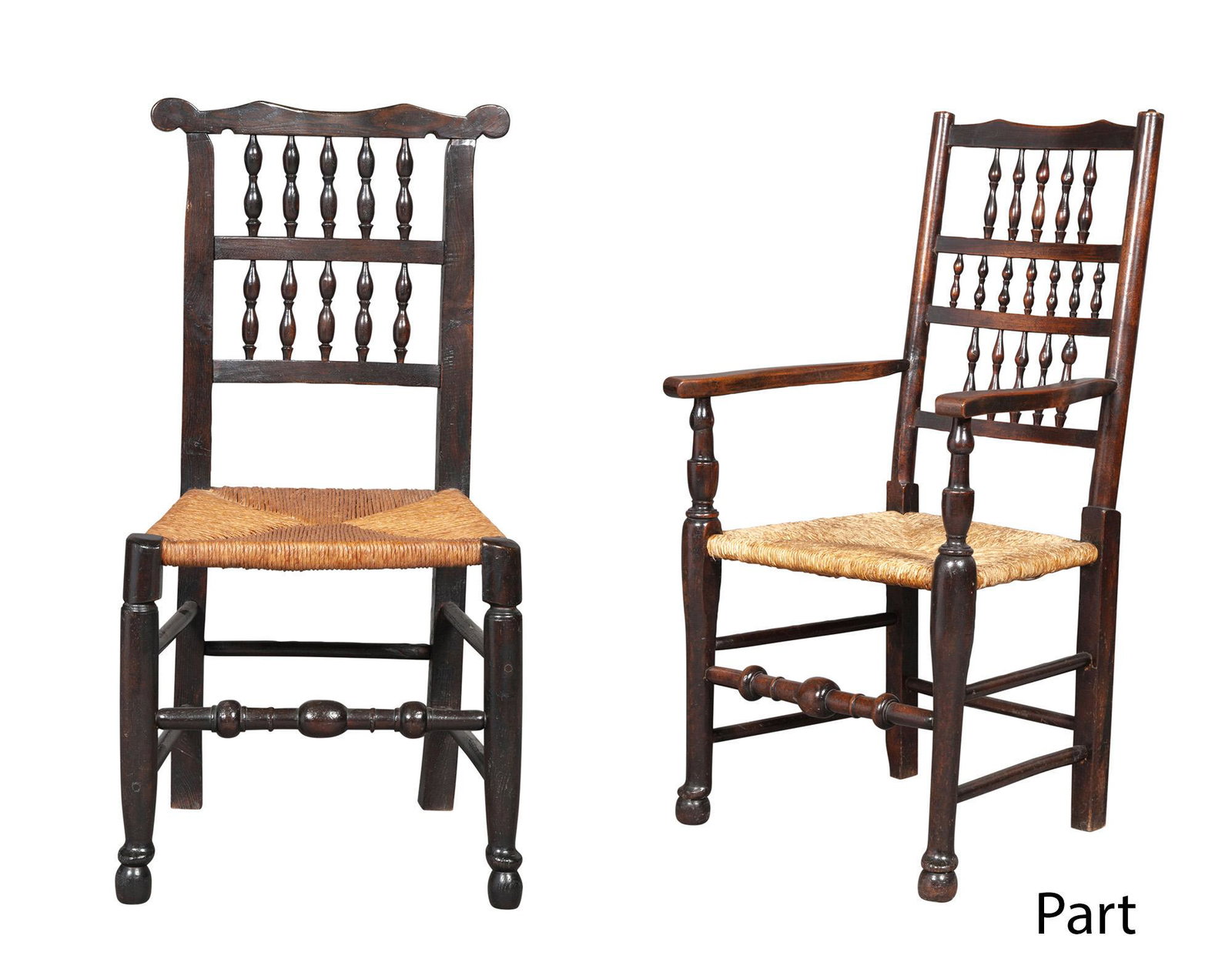 Set of Ten Assembled William and Mary Style Stained Elm (1 of 8)