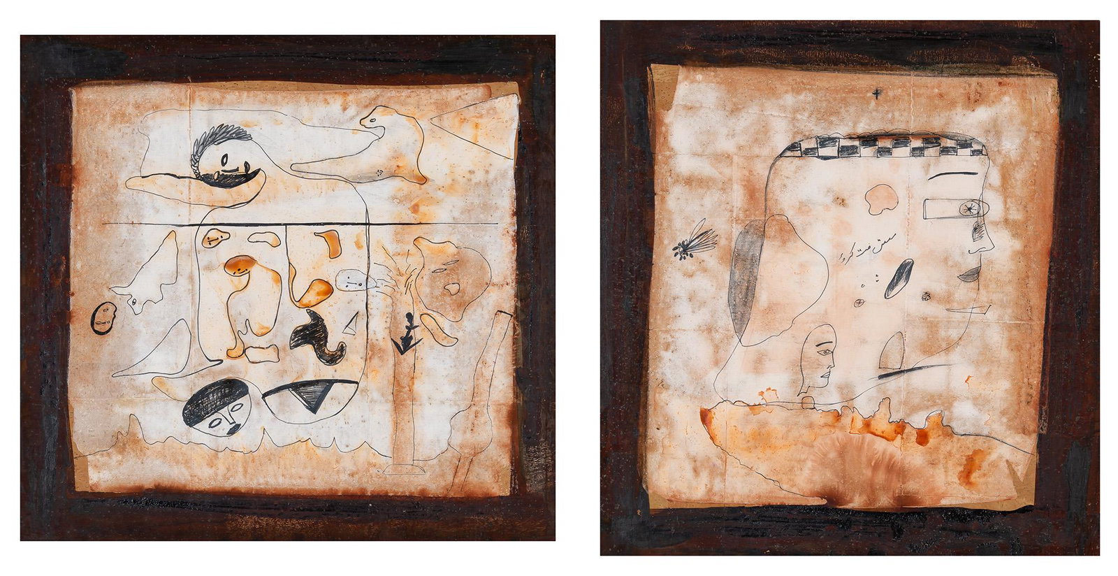 Jamali Pakistani, b. 1944 Untitled: Two: JamaliPakistani, b. 1944Untitled: TwoMixed media on paperSight of each 16 x 16 7/8 inches (40.6 x 42.9 cm) C