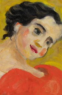 Morgan Russell American, 1886-1953 Head of an Angel,: Morgan RussellAmerican, 1886-1953Head of an Angel, 1933Signed Morgan Russell, dated Rome 1933 and inscribed Tete d'Ange on the reverseOil on canvasboard11 3/4 x 7 7/8 inches (29.8 x 20 cm) C
