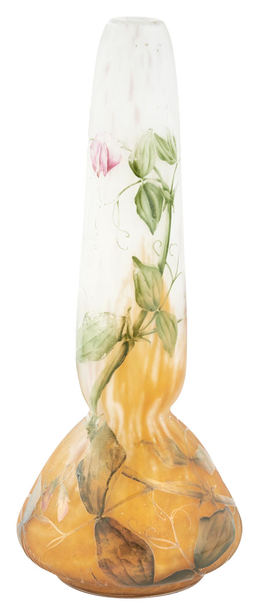 Daum Art Nouveau Acid-Etched and Enameled Glass Vase (1 of 6)