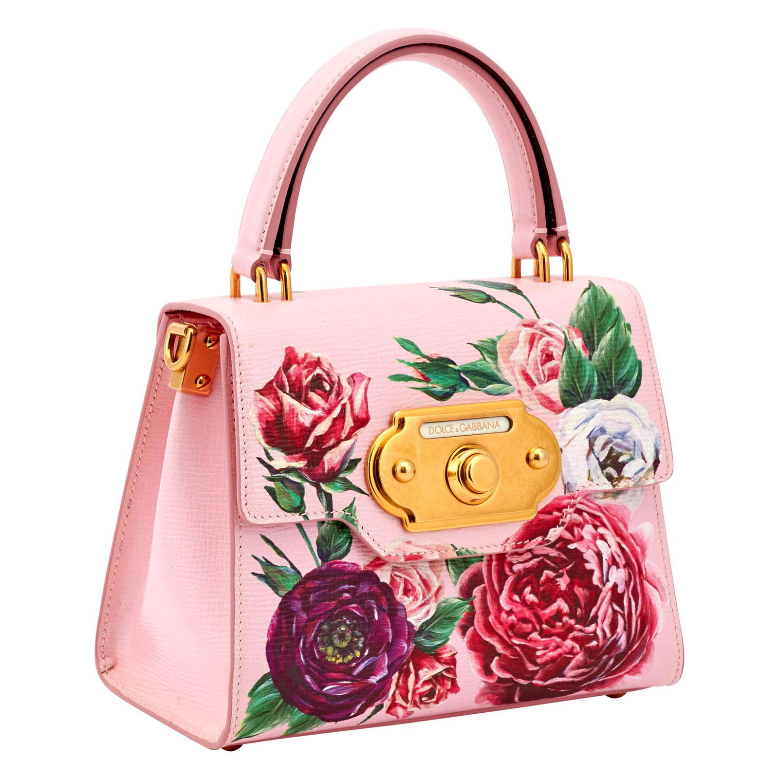 Dolce and Gabbana Small Peony Boarded Pink Calfskin (1 of 1)