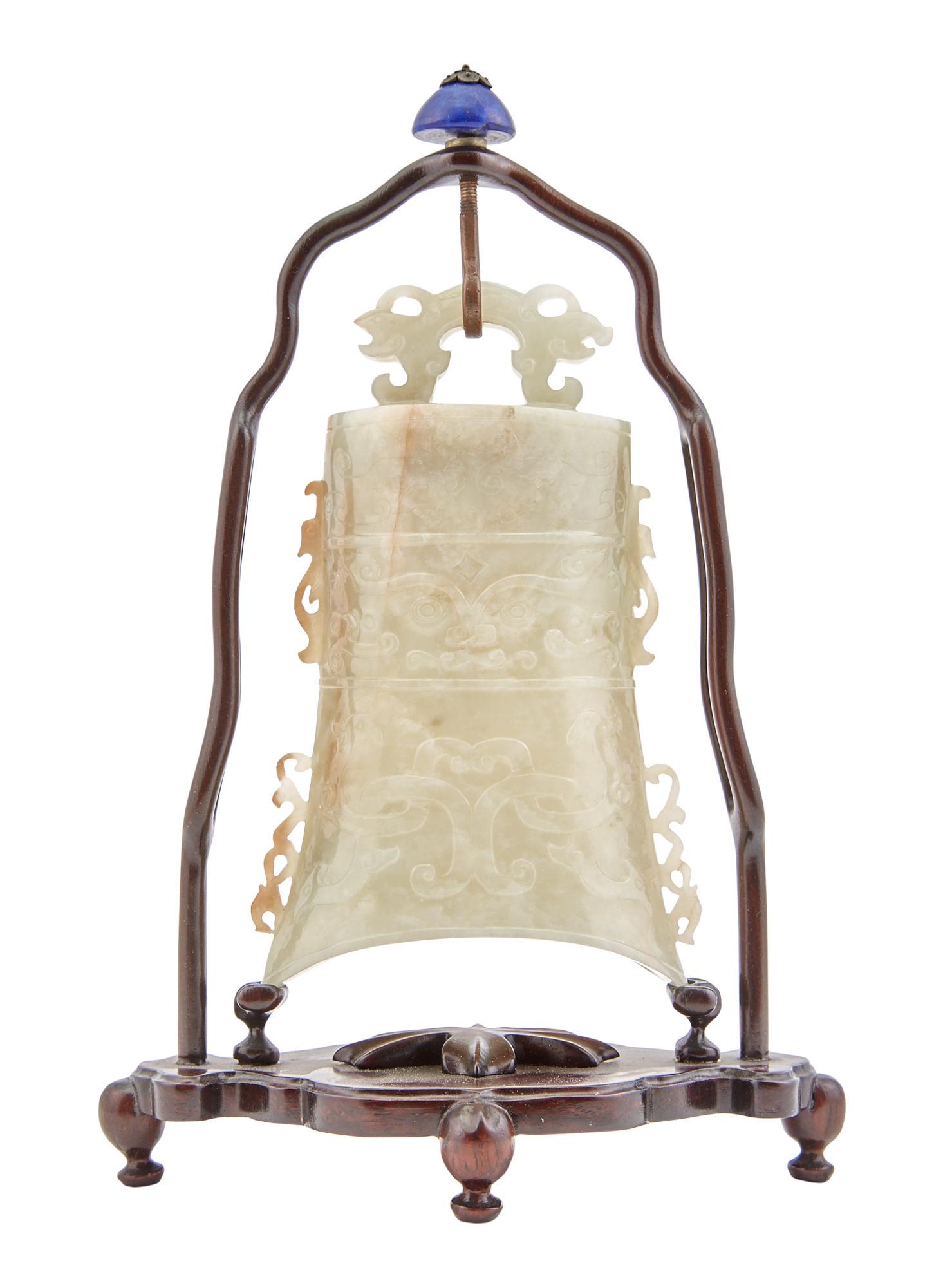 A Chinese Celadon Jade Carving of a Bell (1 of 3)
