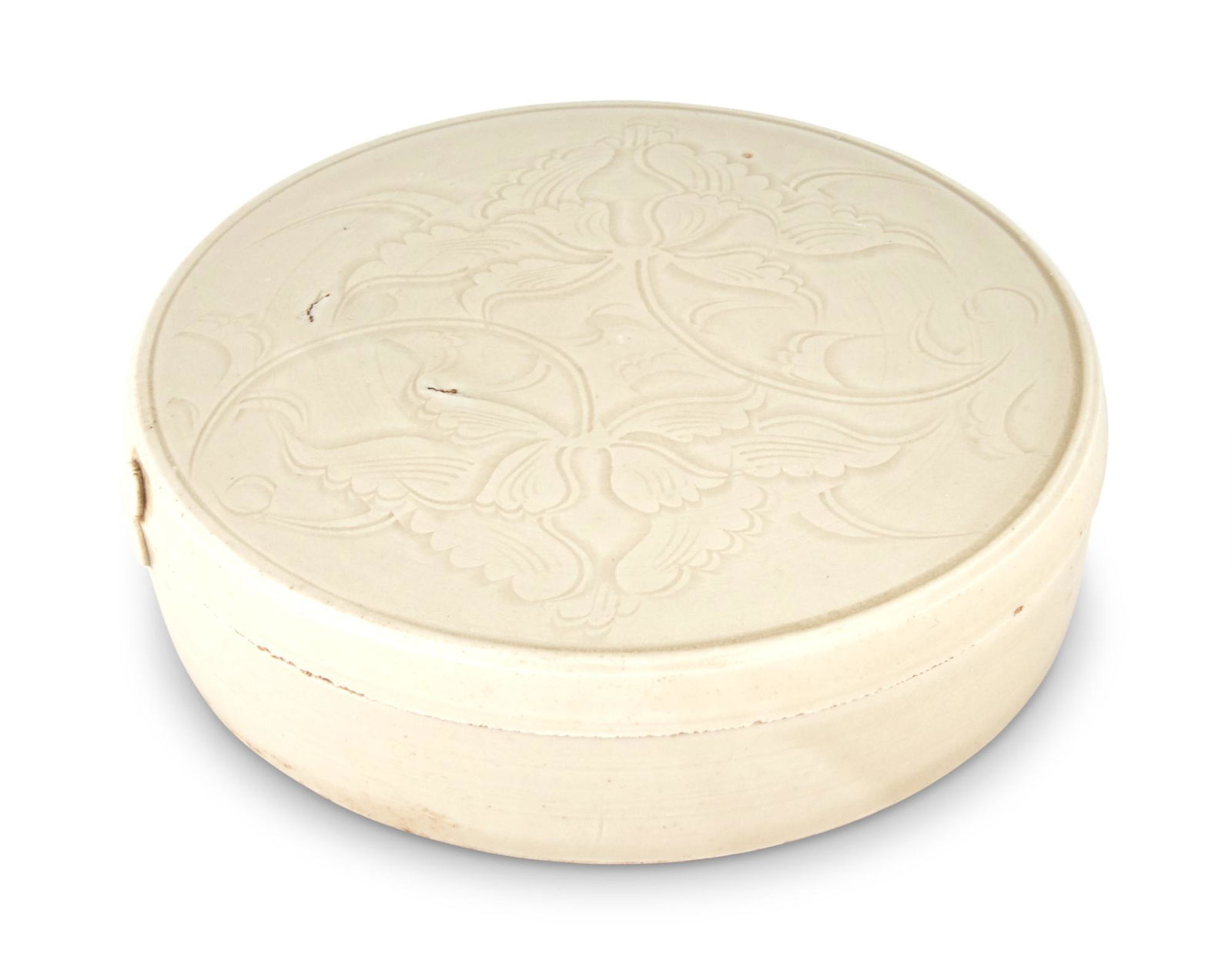 A Rare Chinese Dingyao Carved Cosmetic Box and Cover (1 of 3)