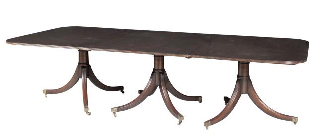 George III Style Mahogany Triple-Pedestal Dining Table (1 of 3)