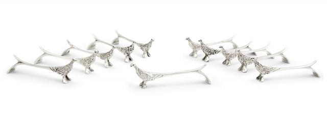 Set of Eleven Mexican Sterling Silver Pheasant-Form Knife Rests (1 of 3)