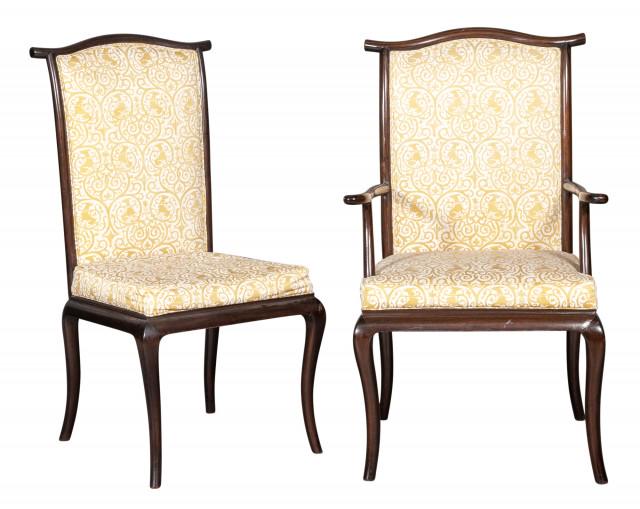 Set of Twelve Chinese Upholstered Hardwood Dining Chairs Height of armchair 40 1/2 inches, width 24 (1 of 4)