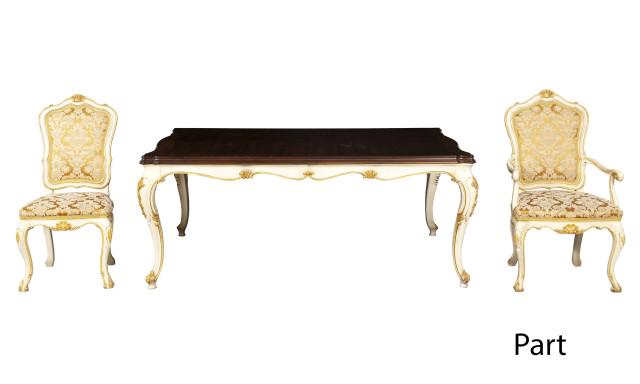 Karges Italian Rococo Style Painted Extension Dining Table and Set of Eight Dining Chairs en Suite (1 of 8)