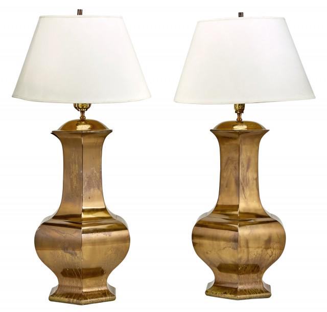 Pair of Brass Baluster-Form Lamps (1 of 3)