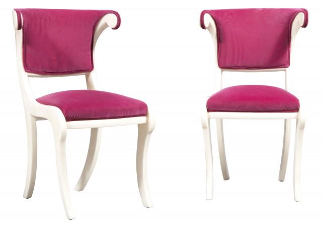 Set of Twelve Klismos Style Upholstered Lacquer Dining Chairs (1 of 6)