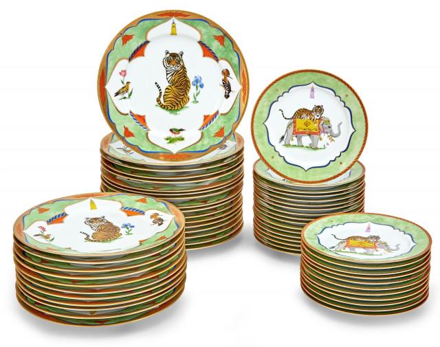 Lynn Chase Tiger Raj Pattern Porcelain Partial Dinner Service (1 of 5)