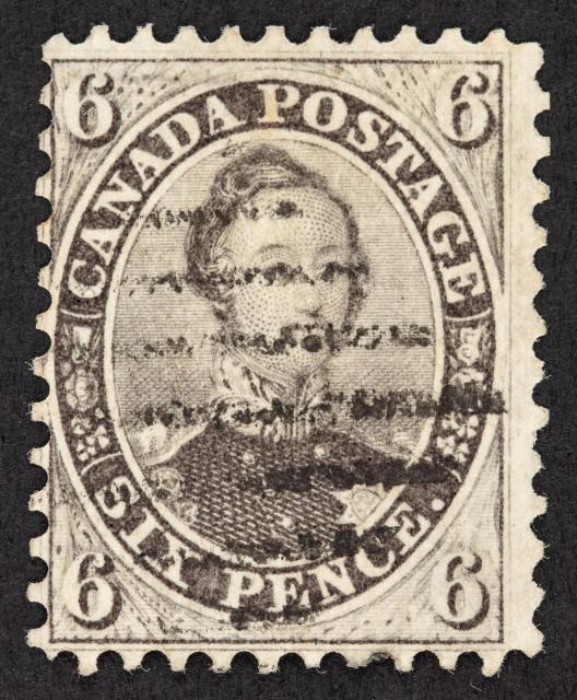 Canada 1858-59 Wove Paper 6 Pence Brown Violet Used Scott 13 $7,500 (1 of 2)