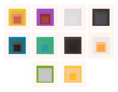 Josef Albers SOFT EDGE--HARD EDGE (DANILOWITZ 165) Ten color screenprints, eight in the original: Josef Albers (1888-1976) SOFT EDGE--HARD EDGE (DANILOWITZ 165) Ten color screenprints, 1965, on Mohawk Superfine Bristol paper, the justification numbered 238/250 in ink, from the unsigned edition