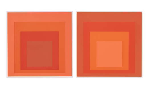 Josef Albers JHM-I; JHM-II (DANILOWITZ 224.1, 224.2) Two color screenprints, framed together: Josef Albers (1888-1976) JHM-I; JHM-II (DANILOWITZ 224.1, 224.2) Two color screenprints, 1973, on German Etching paper, signed with initials, dated, titled and numbered 47/144 and HC 18/22,