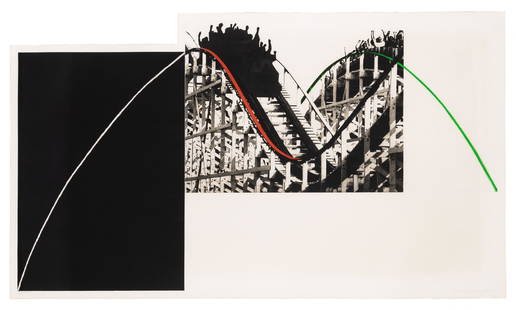 John Baldessari ROLLERCOASTER (COPLAN-HUROWITZ 48) Color aquatint and photogravure, framed: John Baldessari (1931-2020) ROLLERCOASTER (COPLAN-HUROWITZ 48) Color aquatint and photogravure, 1989-90, on shaped Somerset paper, signed and numbered 25/45 in pencil, printed by Branstead Studio,