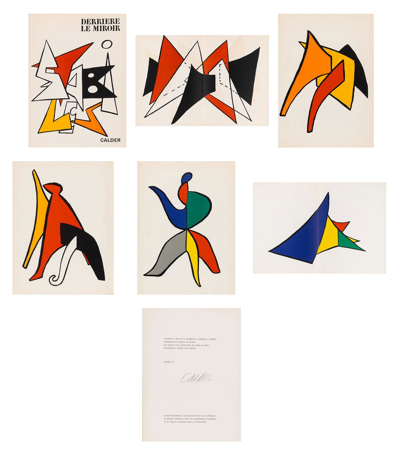 Alexander Calder DERRIÈRE LE MIROIR: STABILES Complete set of seven lithographs, in the (1 of 10)