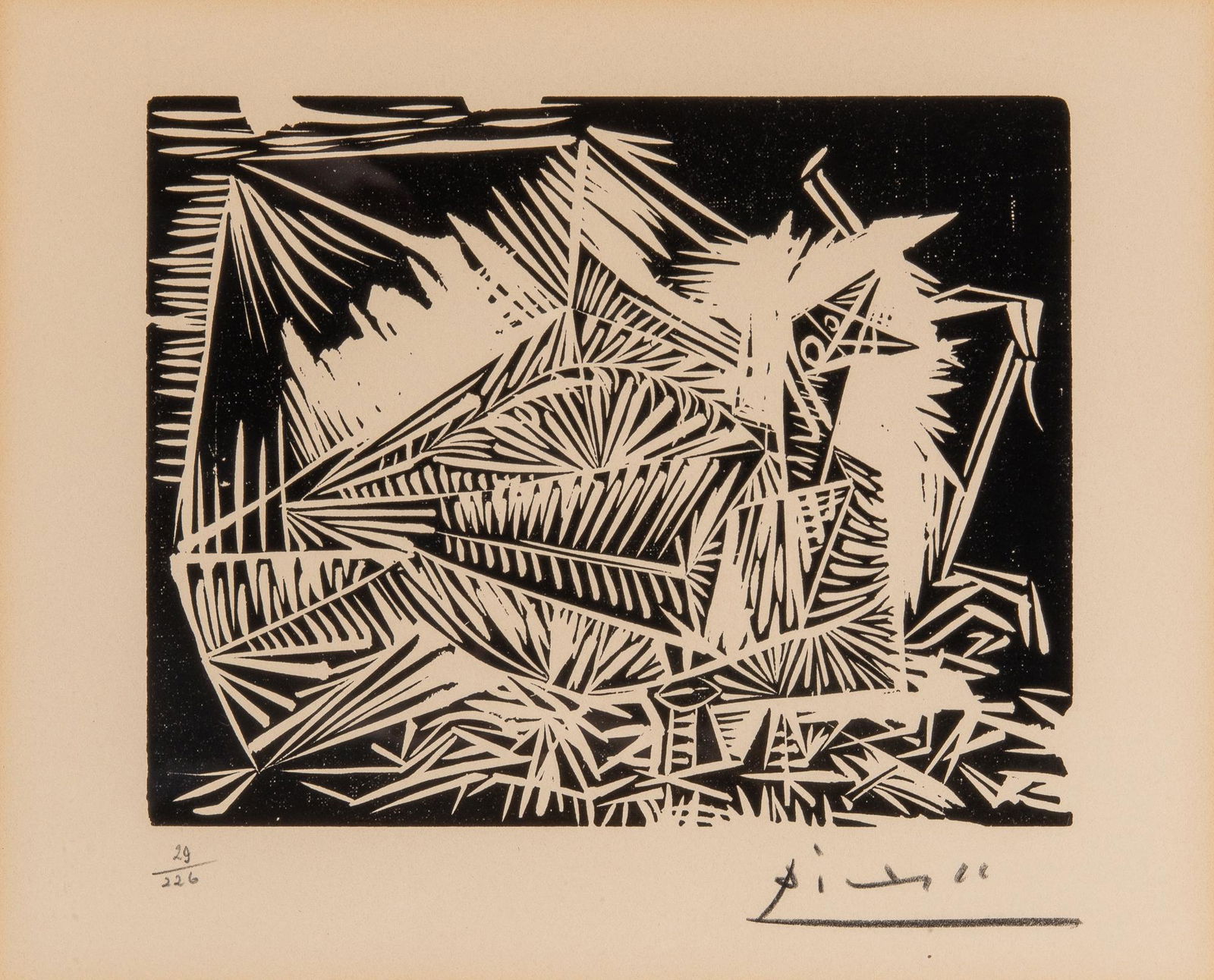 Pablo Picasso LE PIGEONNEAU (BLOCH 326; BAER 1028) Linocut, framed (1 of 5)