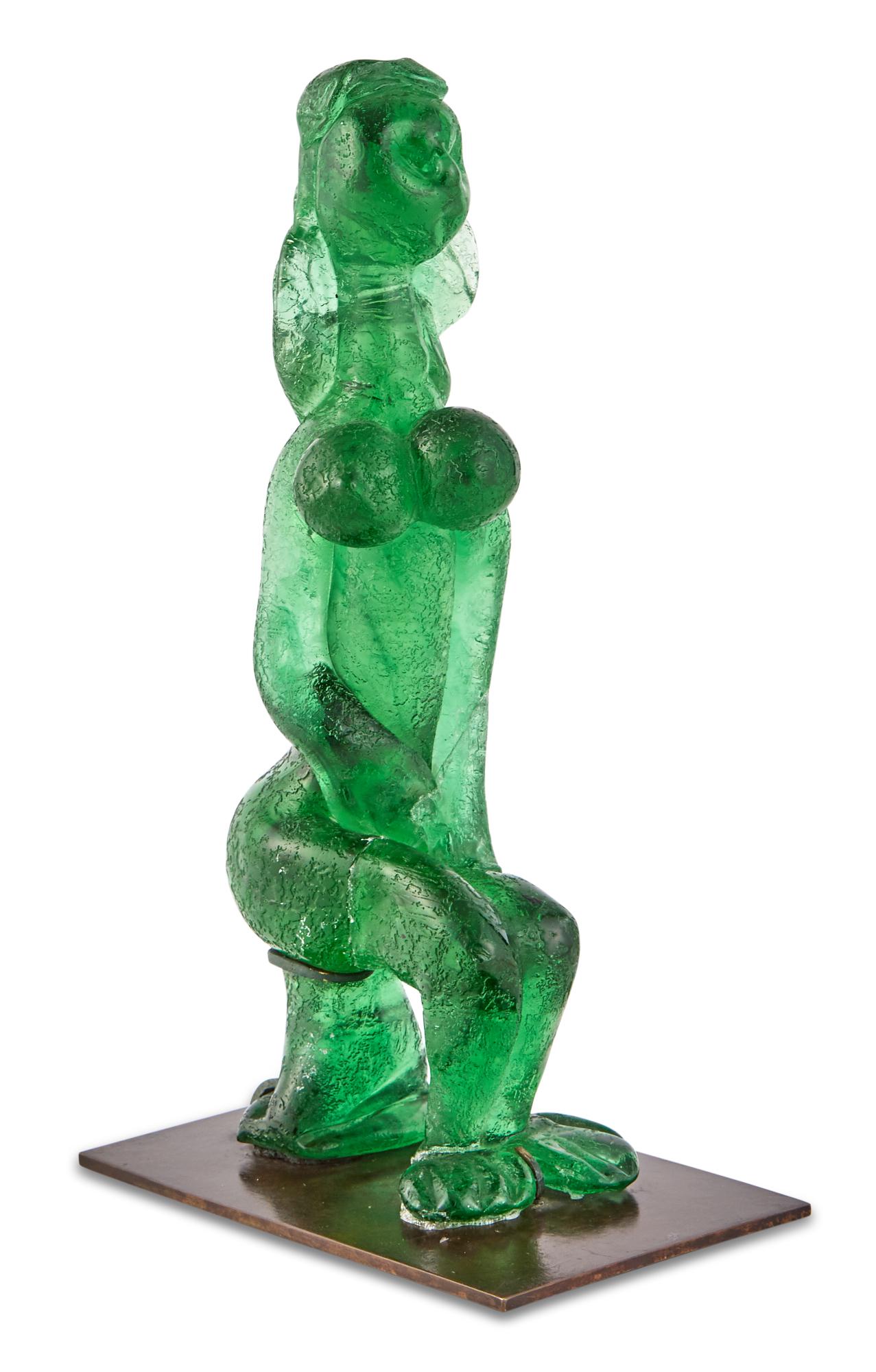 After Pablo Picasso FEMME ASSISE Green glass sculpture, executed by the Fucina degli Angeli Foundry (1 of 5)