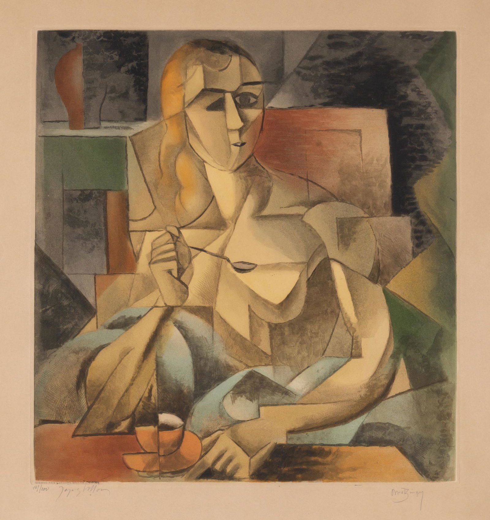 Jacques Villon after Jean Metzinger LA TASSE DE THÉ (GINESTET/POUILLON 666) Color aquatint, (1 of 5)