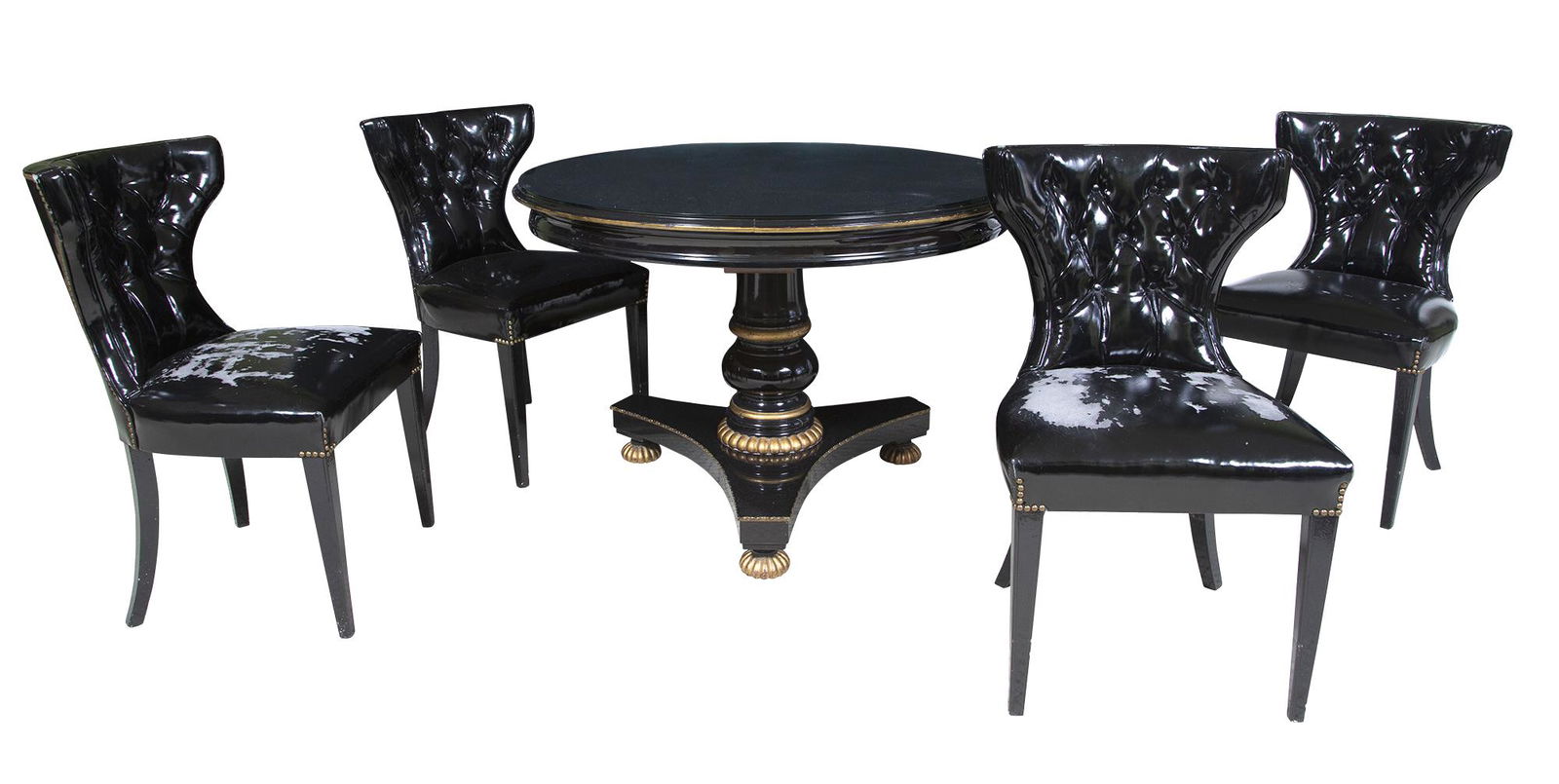 Empire Style Black and Gold Painted Extension Dining Table (1 of 17)