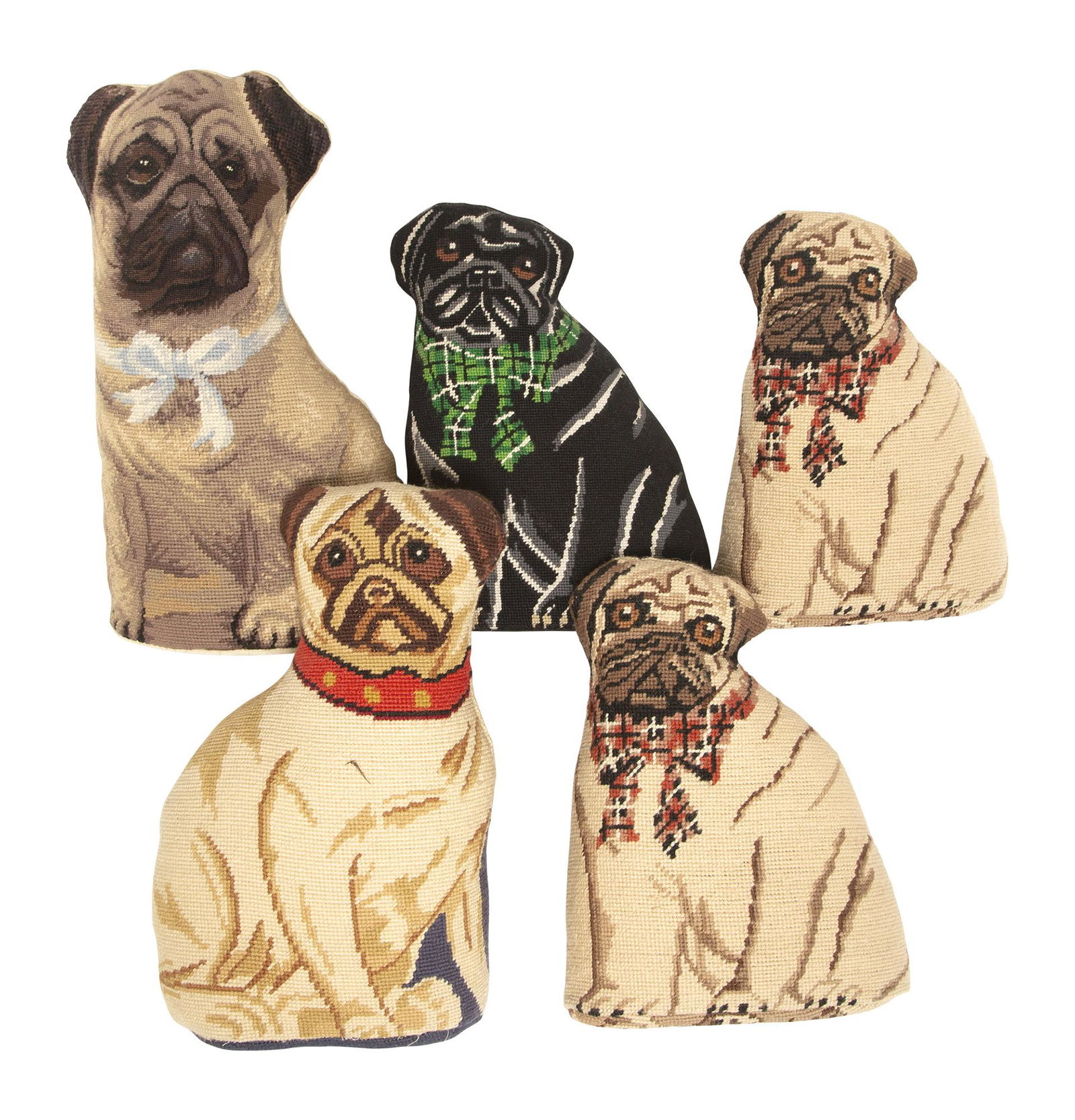 Group of Five Pug Decorated Needlepoint Pillows (1 of 5)