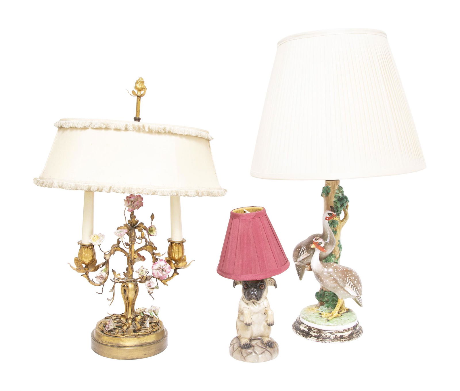 Louis XV Style Gilt Metal and Porcelain Floriform Lamp (1 of 8)