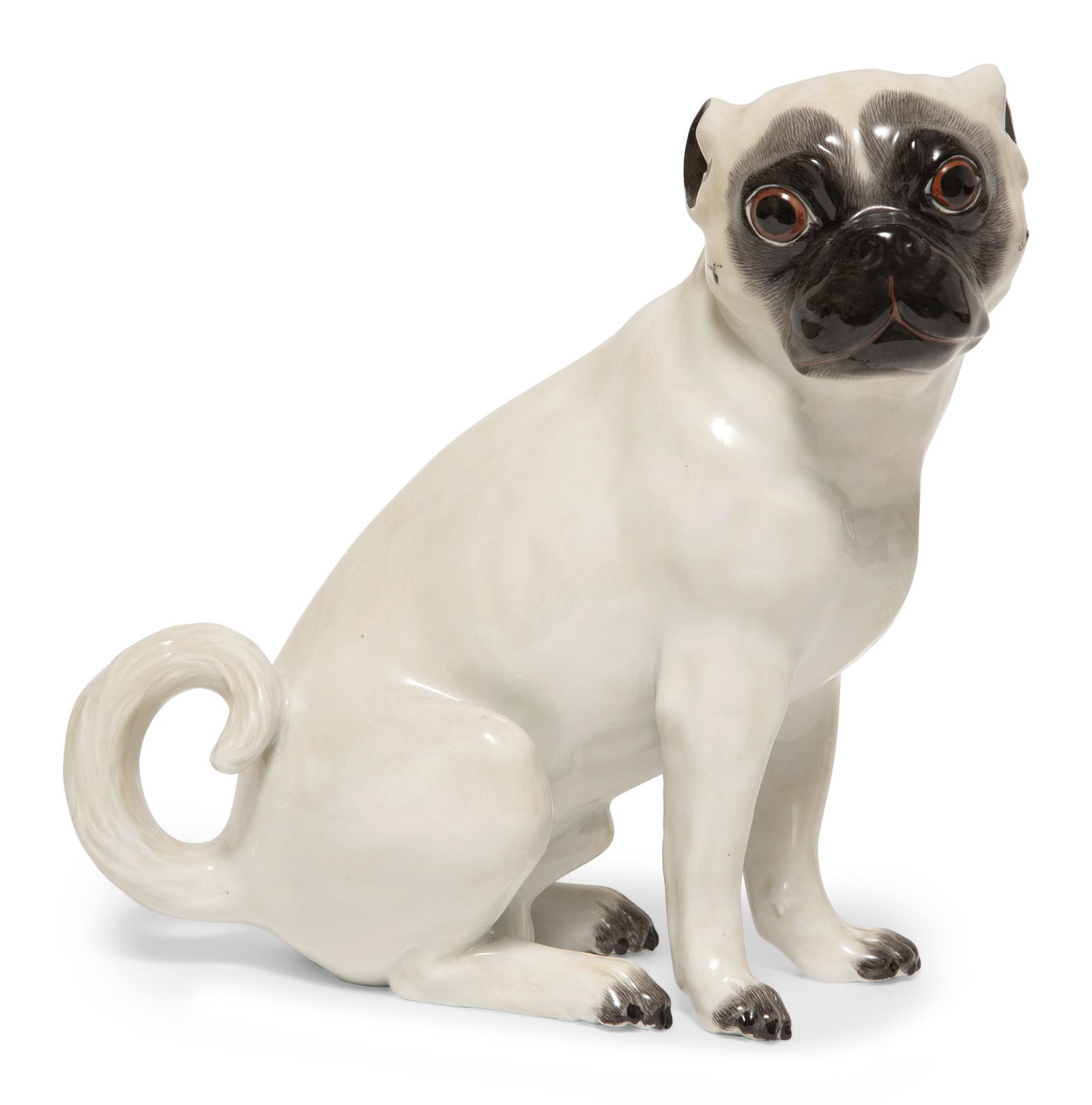 Meissen Porcelain Figure of a Pug: Meissen Porcelain Figure of a Pug 20th Century Realistically modeled. Height 10 inches. C Estate of Brigid Berlin