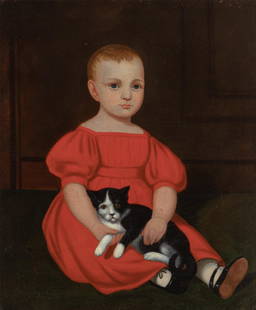 Manner of Robert Peckham: Manner of Robert Peckham American 1785-1877 Portrait of a Child with a Cat Oil on canvas 30 1/8 x 25 inches Provenance: Private collection, Maine Private collection, Massachusetts C