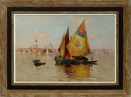 George Henry Smillie: George Henry Smillie American, 1840-1921 Boats of Venice Signed Geo. H. Smillie - N. A. Oil on canvas 16 x 24 inches C