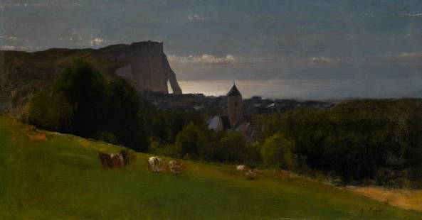 George Inness: George Inness American, 1825-1894 Etretat, Normandy, circa 1874 Signed G. Inness (lr) Oil on canvas 14 x 26 1/8 inches Provenance: Estate of the artist (sale, Fifth Avenue Art Galleries, New York,