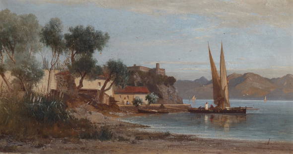 Robert Swain Gifford: Robert Swain Gifford American, 1840-1905 The Port of Bejaia, Algeria, 1874 Signed R Swain Gifford and dated Oct 1874 (lr); signed R Swain Gifford and inscribed The Port of "Bougia" - North Coast of