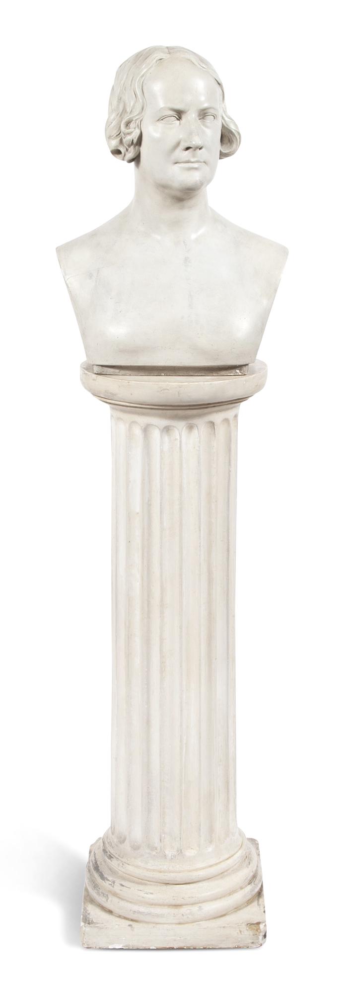 Plaster Bust of Nicolas Biddle by Luigi Perisco Together with Plaster Fluted Column (1 of 4)