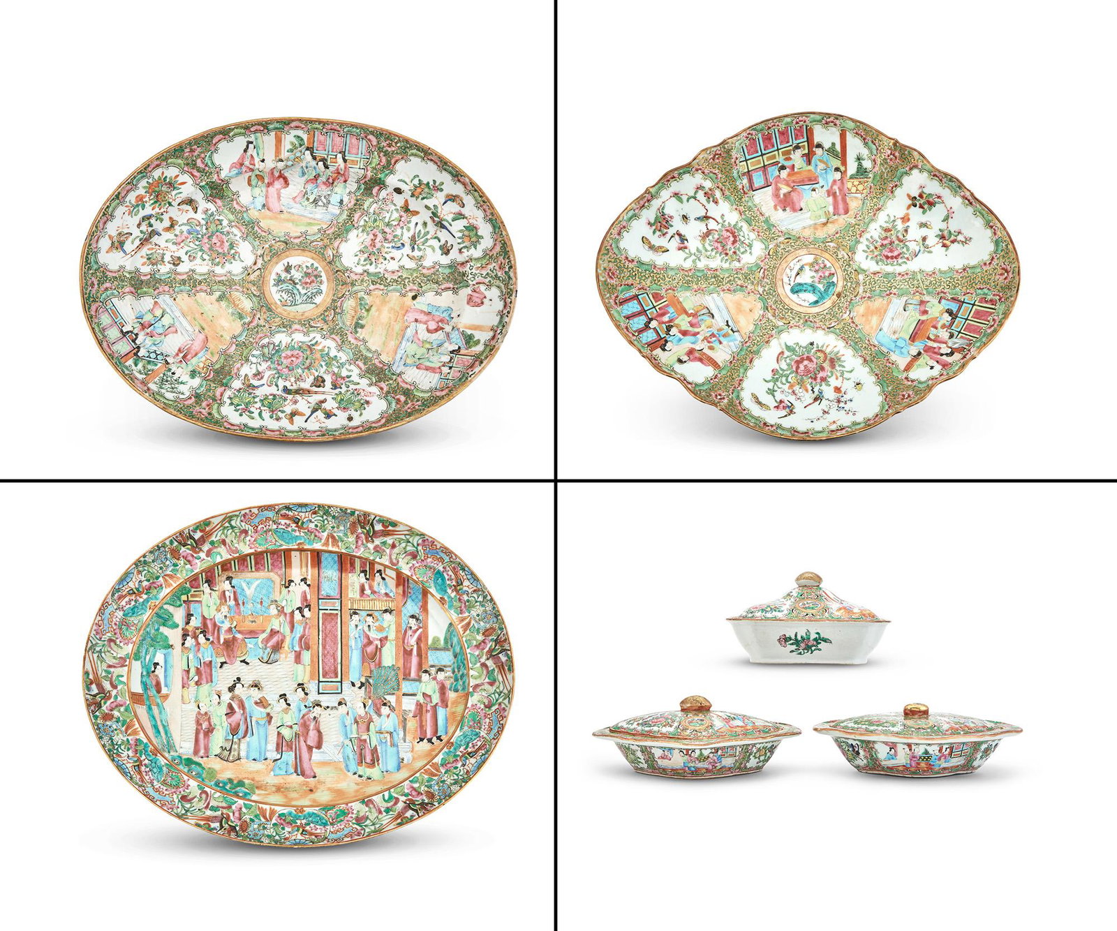 Group of Chinese Rose Medallion Porcelain Serving Ware (1 of 9)