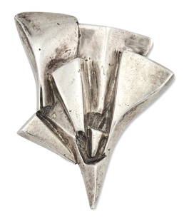 Barbara Chase-Riboud American, b. 1939 Untitled Brooch, circa 1970: Barbara Chase-Riboud American, b. 1939 Untitled Brooch, circa 1970 American, b. 1939 Untitled Brooch, circa 1970 Polished aluminum 3 5/8 x 3 x 3/4 inches (9.2 x 7.6 x 1.9 cm) Provenance: The artist Pr