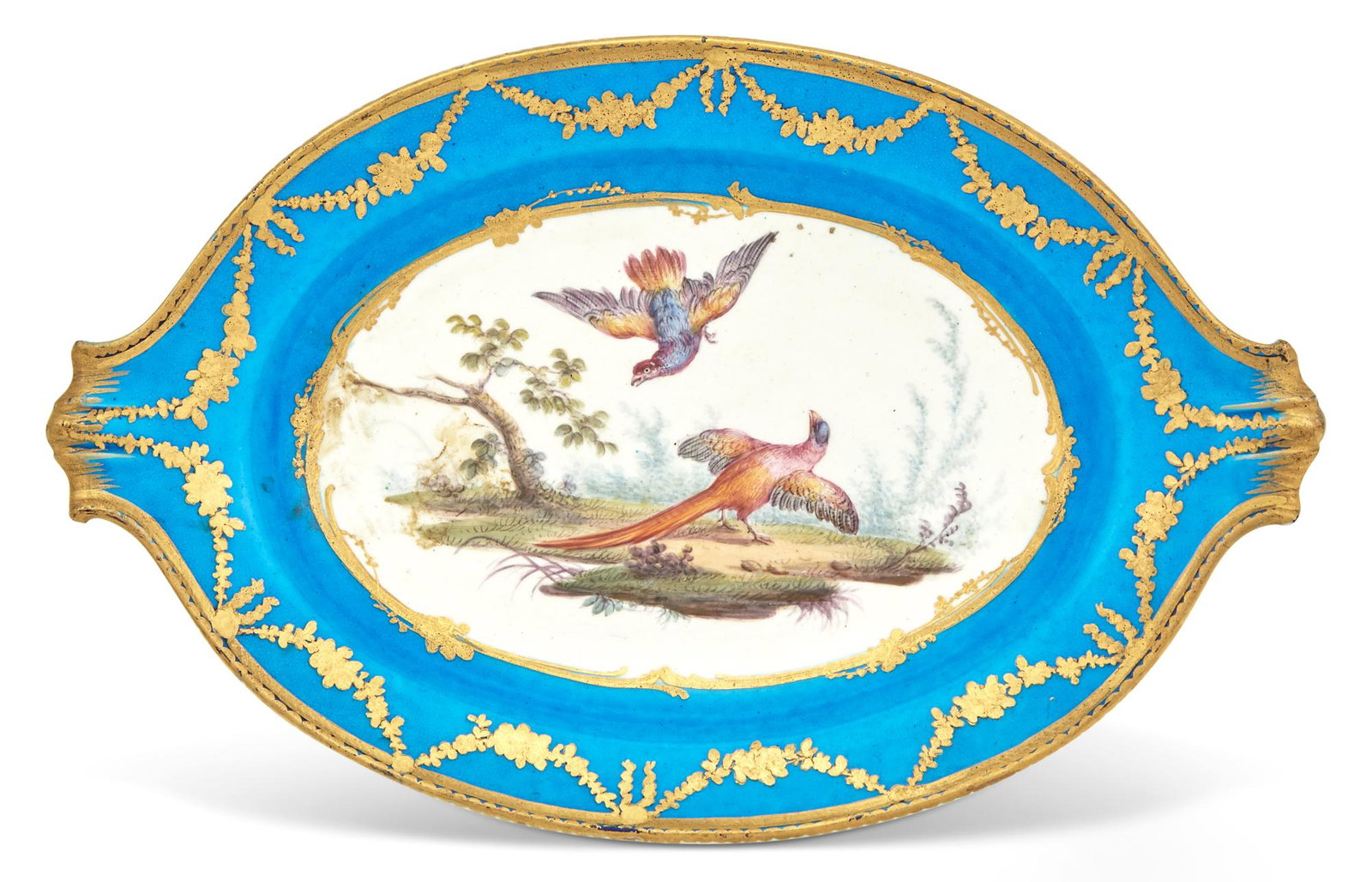 Sèvres Style Turquoise-Ground Scroll-Handled Stand (1 of 3)