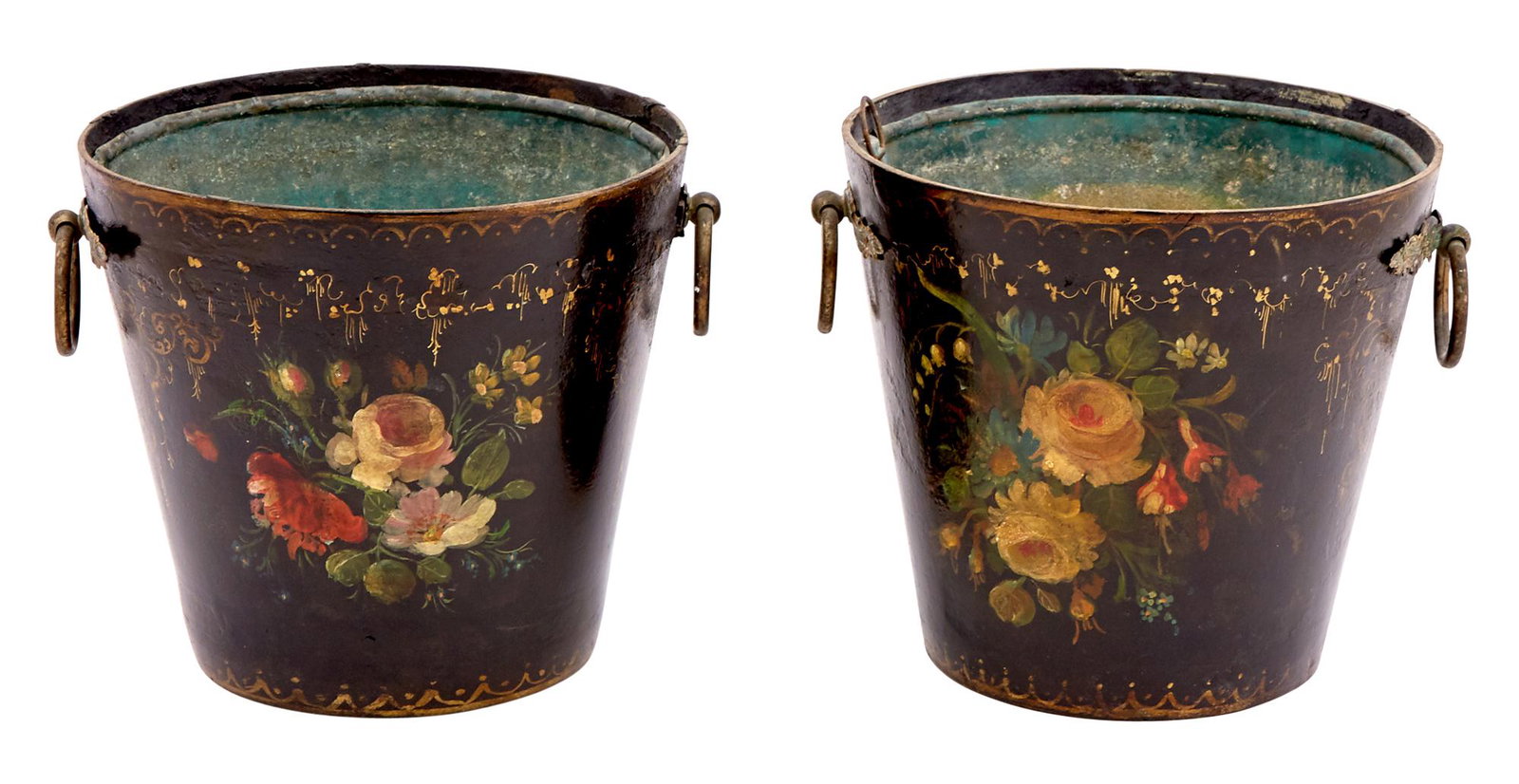 Pair of Victorian Tole Painted Buckets (1 of 4)
