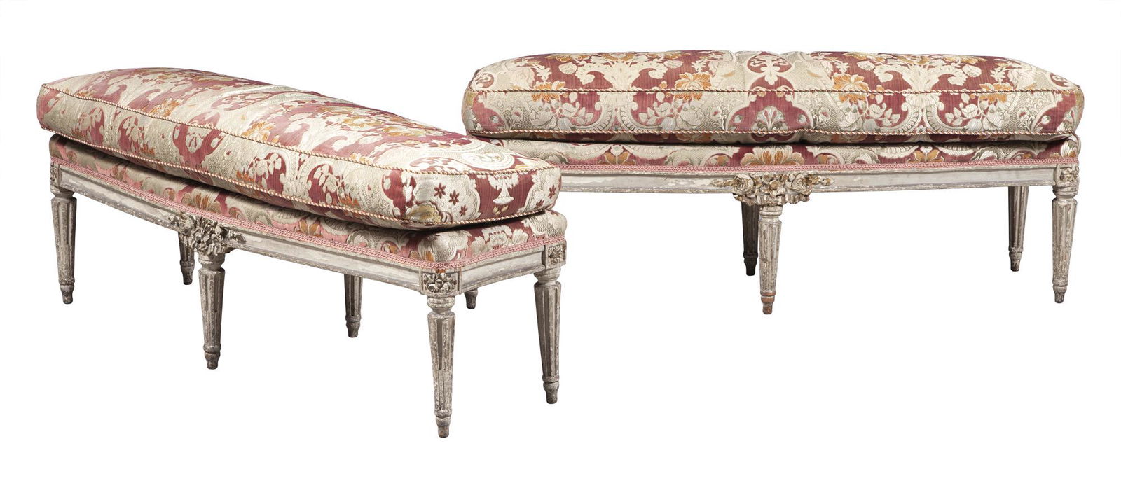 Pair of Louis XVI Painted and Parcel-Gilt Banquettes (1 of 6)