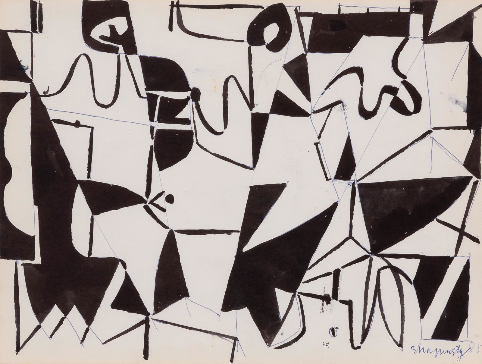 Harold Shapinsky American, 1925-2004 Untitled, 1985: Harold Shapinsky American, 1925-2004 Untitled, 1985 Signed and dated Shapinsky 85 (lr) Ink and ballpoint pen on paper 9 x 12 inches (22.9 x 30.5 cm) C