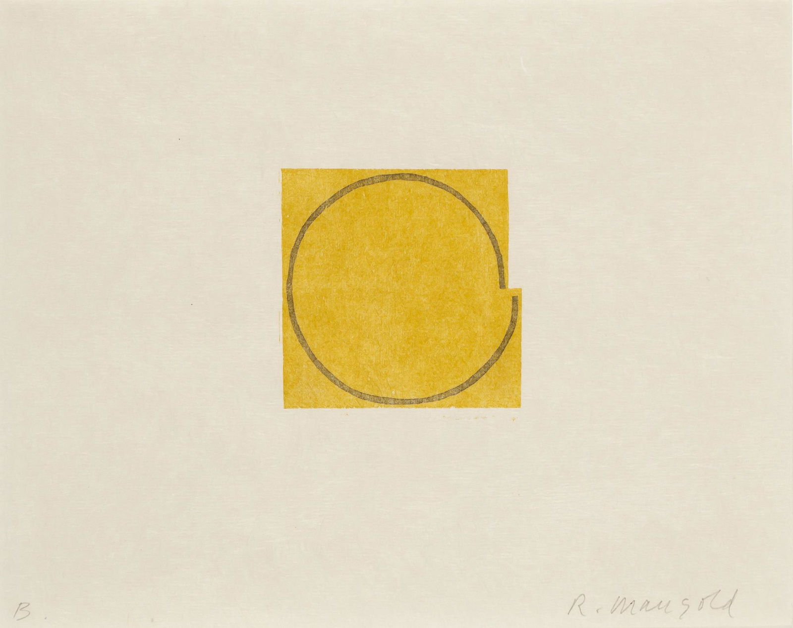 Robert Mangold SEVEN ORIGINAL WOODCUTS B Color woodcut, framed: Robert Mangold (b. 1937) SEVEN ORIGINAL WOODCUTS B Color woodcut, 2000, on Korean Kozo paper, signed and annotated B in pencil, from the portfolio numbered 70/250, published by Parasol Press Ltd., New