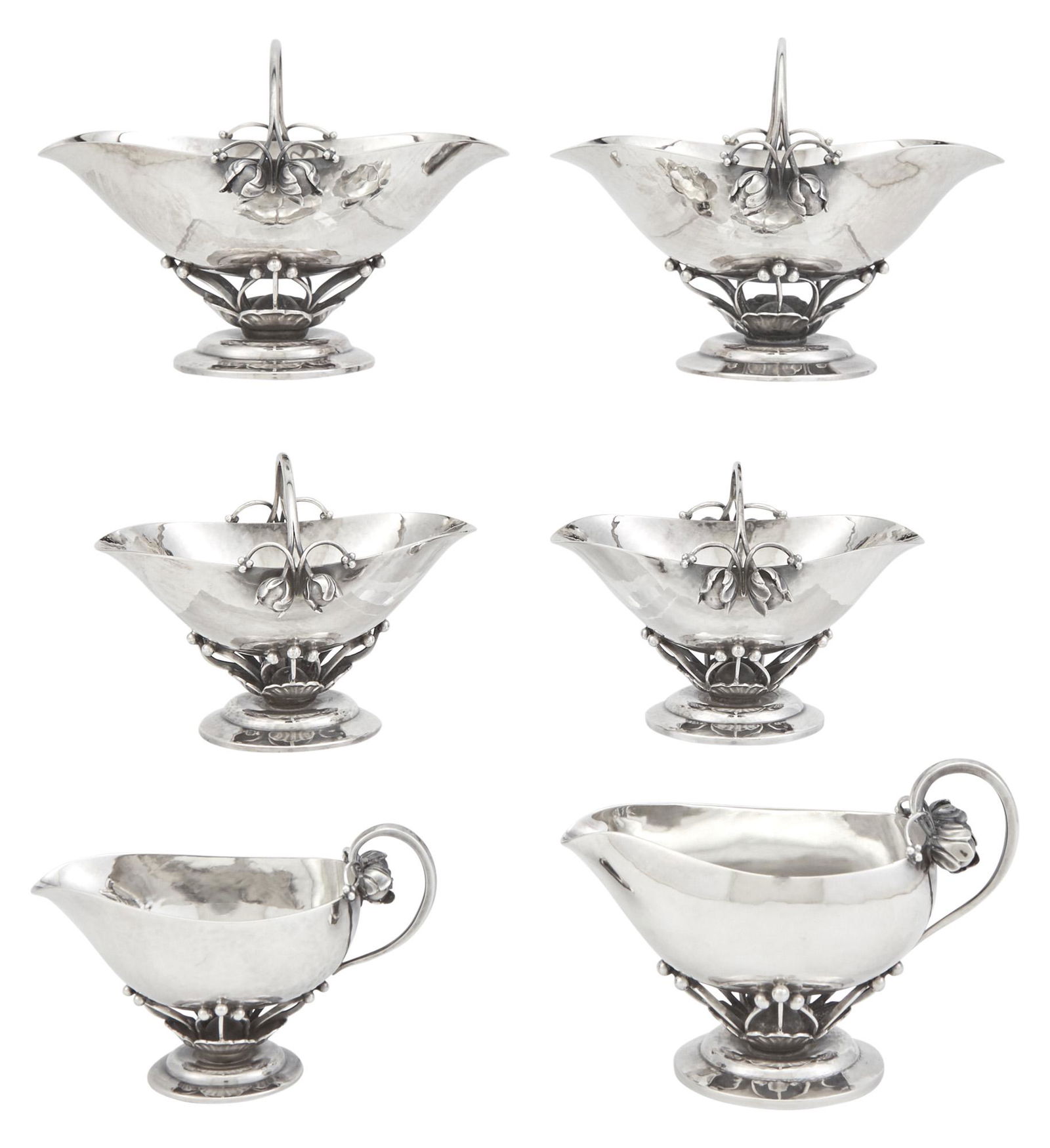 Group of Georg Jensen Sterling Silver Table Articles Design no.'s 235 B, 235 A, 235 A, and 235 C, (1 of 4)