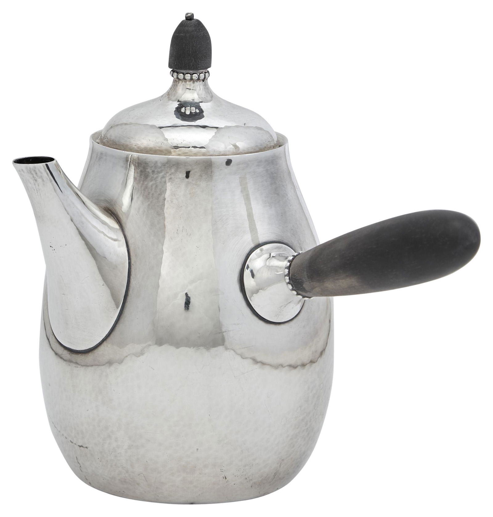 Georg Jensen Sterling Silver Coffee Pot Design no. 80 B, circa 1970 Of ovoid form, with a loose (1 of 4)