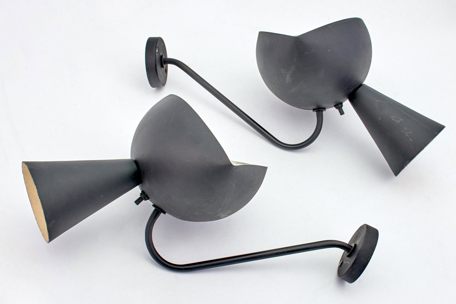 Pair of Black Enameled Metal Cachan Sconces (1 of 3)