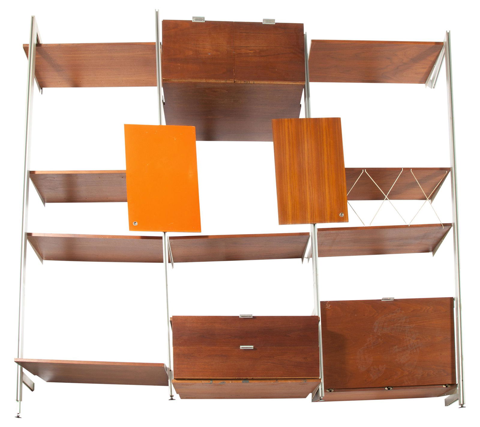 George Nelson & Associates Walnut, Laminate and Enameled Steel and Aluminum CSS (Comprehensive (1 of 4)