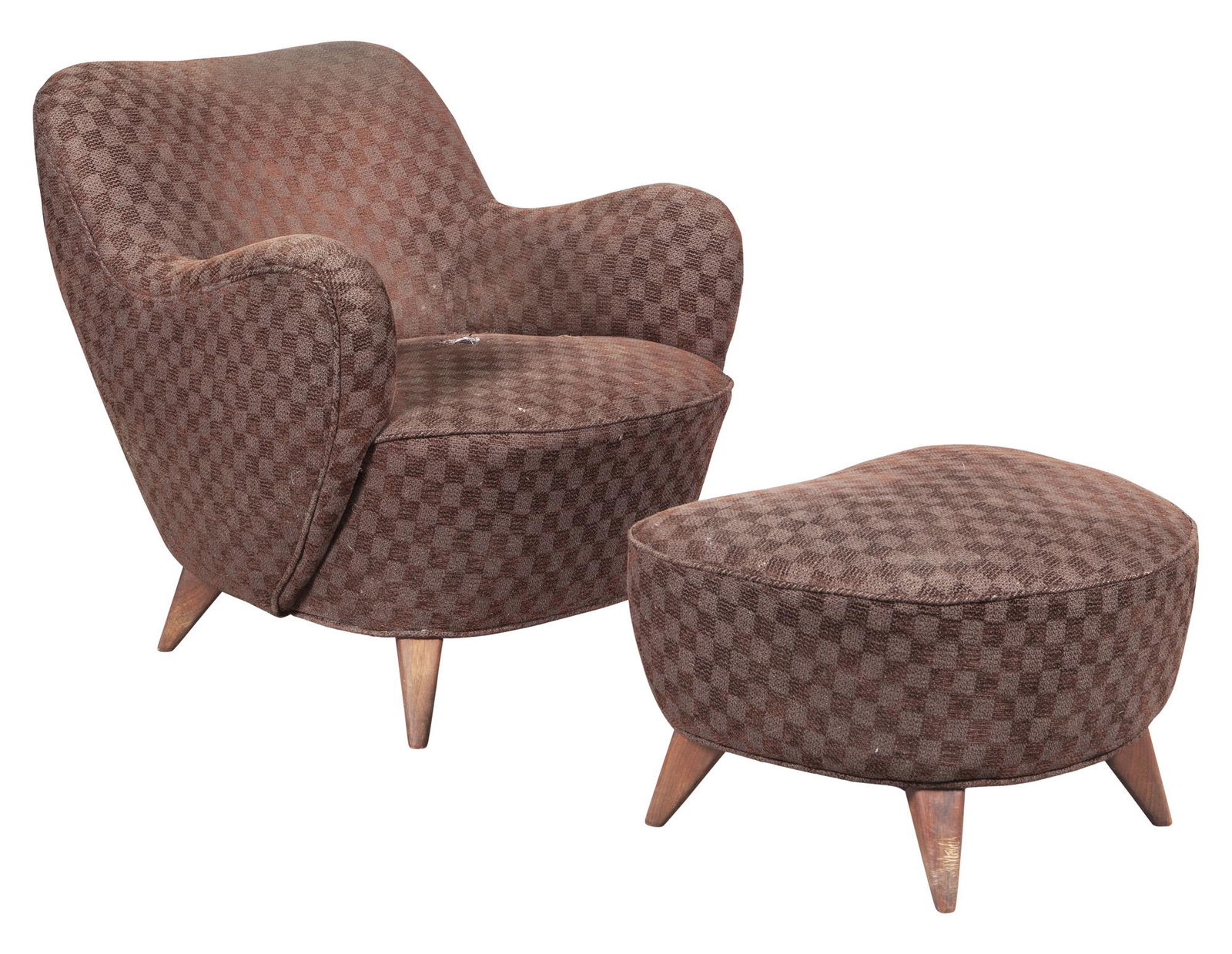 Vladimir Kagan Upholstered Barrel Armchair and Footstool (1 of 8)