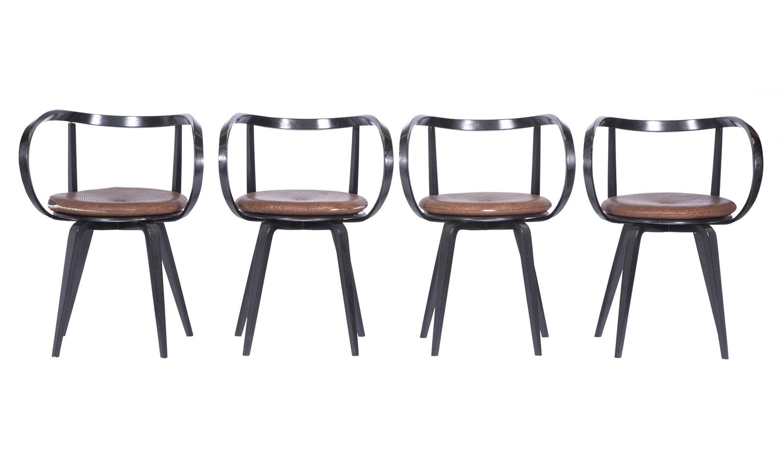 Set of Four Painted Bentwood Pretzel Armchairs After George Nelson (1 of 6)