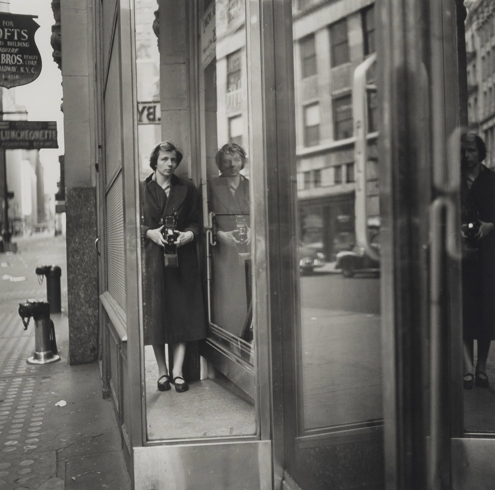 MAIER, VIVIAN (1926-2009) Self portrait n.d., printed 2017.: MAIER, VIVIAN (1926-2009) Self portrait n.d., printed 2017. Selenium-toned gelatin silver print, 12 x 16 inches (305 x 406 mm), verso with the estate label signed by John Maloof, numbered 9 from the e