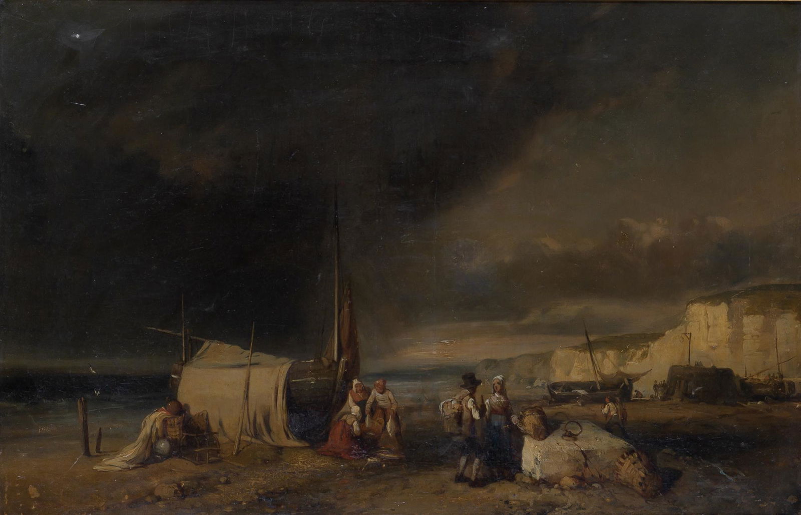 British School 19th Century Figures on a Beach at Low Tide (1 of 3)